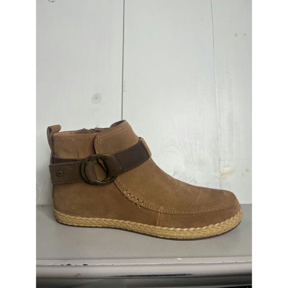 UGG Suede Ankle Boot Size 7.5 Right Shoe Only Brown Espadrille Sole Buckle NEW - Picture 9 of 10